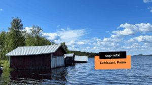 Lohirannan venevajat, sup-retki Lohiranta, Posio teksti kuvan päällä