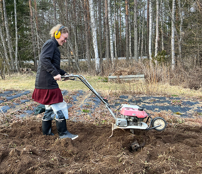 Kyntämässä peltoa