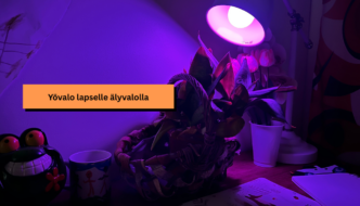 Yövalo palamassa työpöydällä